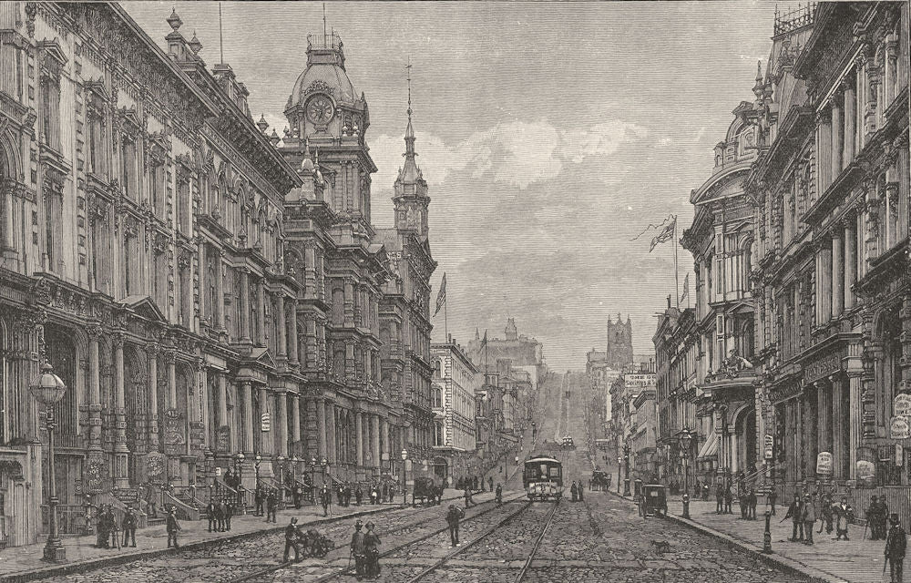 CALIFORNIA. California Street, San Francisco 1891 old antique print picture